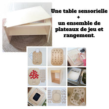 Charger l&#39;image dans la galerie, Ensemble : Table sensorielle + rangement et plateaux de jeu
