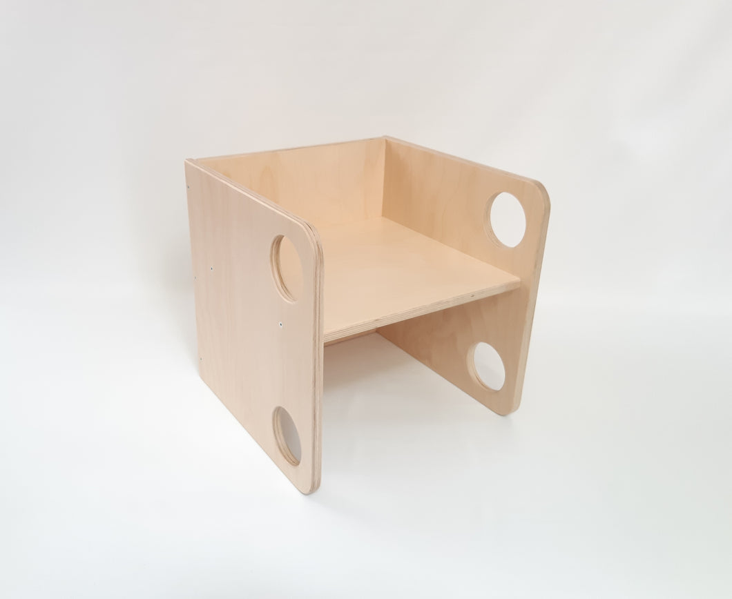 Banc 3 en 1 d'inspiration Montessori, chaise cube