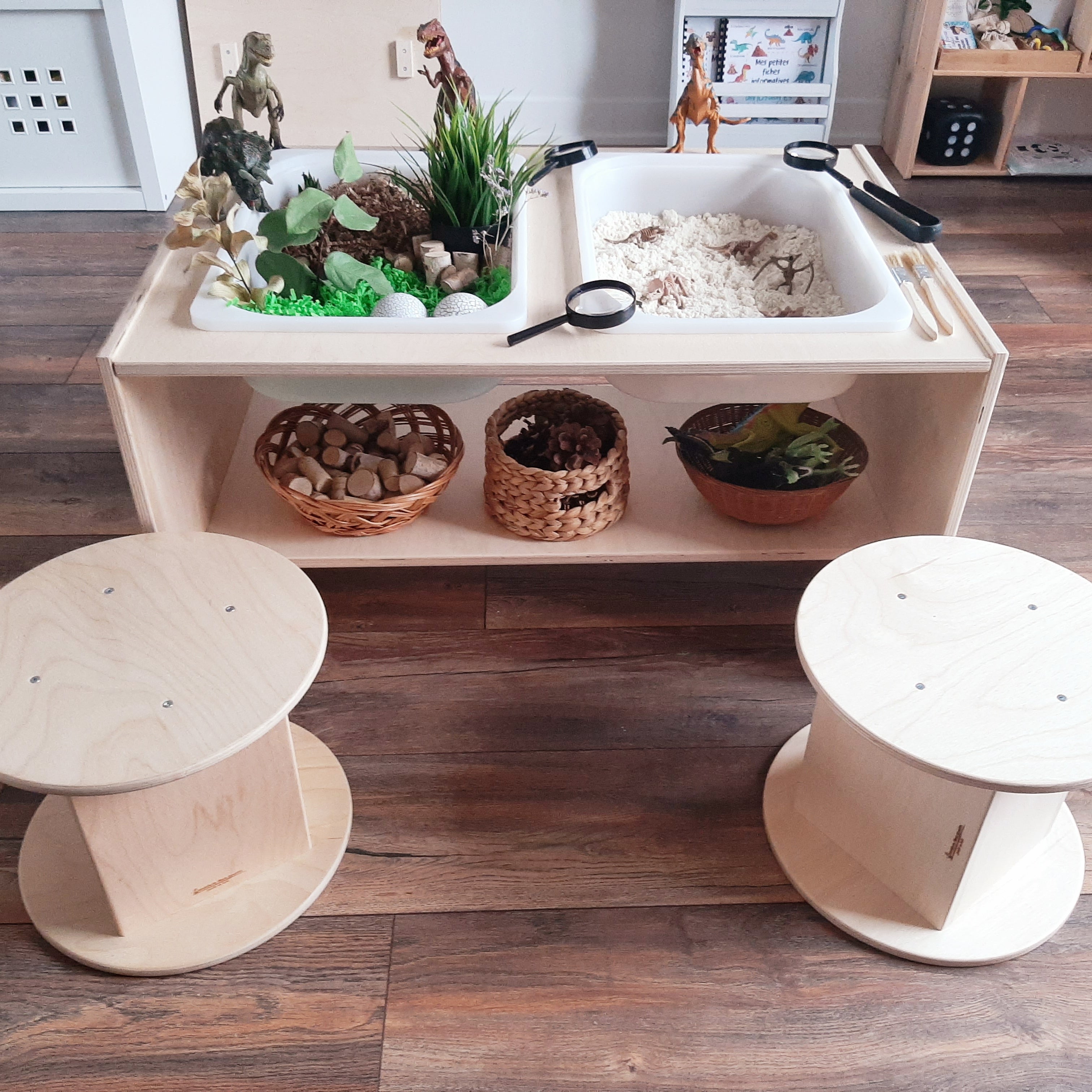 Table sensorielle avec 2 bacs , Table Montessori, Table d'activités, T
